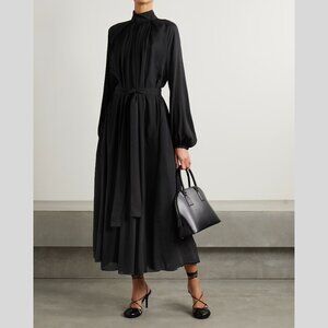 GABRIELA HEARST Cedric belted gathered silk-georgette maxi dress - sz 42 (medium
